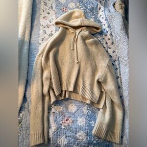 ZARA Wool Blend Cream Hooded Sweater